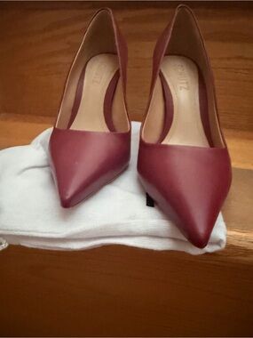 SCHUTZ Wine Leather Pointed-Toe Pumps